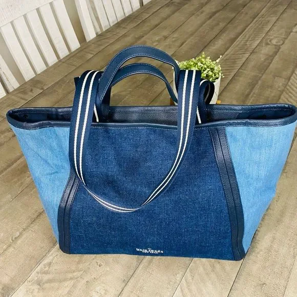 New Kate Spade Rosie Tote Bag Colorblock Denim In Blue Multi - Picture 8 of 13